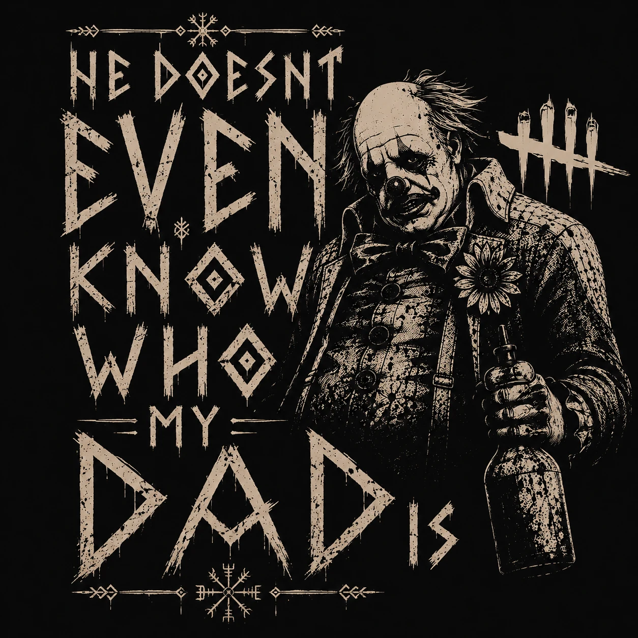 Experimental distressed clown illustration