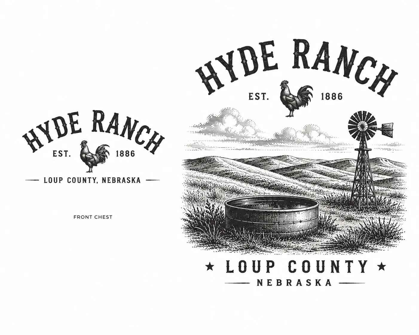 Hyde Ranch identity and apparel graphic